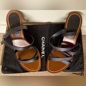CHANEL Women's Black and Brown Sandals